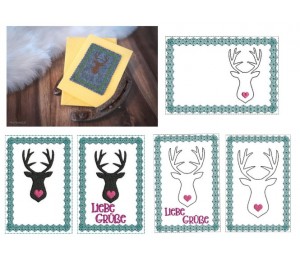 Stickdatei ITH - Postkarte Hirsch